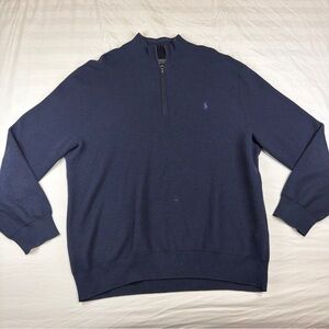 Polo Ralph Lauren Quarter Zip Sweater Mens XXL Navy Pima Cotton